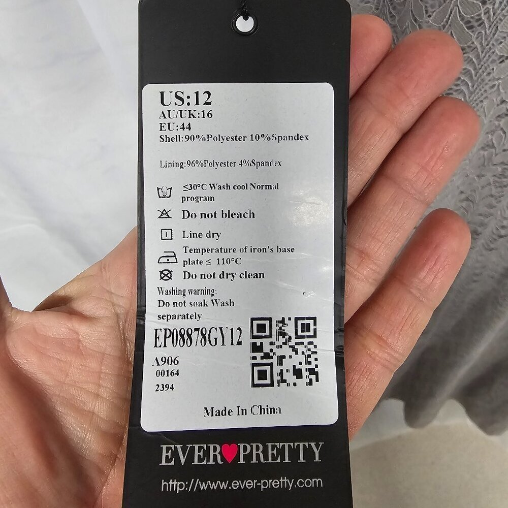 NWT Ever Pretty Dress Floral Lace Gray Satin Maxi Whimsigoth  12 - Picture 15 of 16